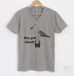 Hey Gull Friend Heather Gray V-Neck T-shirt