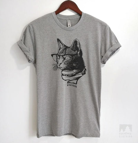 Hipster Cat Heather Gray Unisex T-shirt