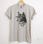 Hipster Cat Silk Gray Unisex T-shirt