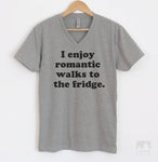 I Enjoy Romantic Walks To The Fridge Heather Gray V-Neck T-shirt