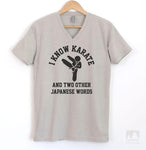 I Know Karate And Two Other Japanese Words Silk Gray V-Neck T-shirt