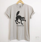 I'm Meowta Here Silk Gray Unisex T-shirt