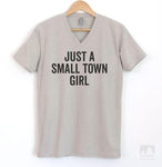 Just A Small Town Girl Silk Gray V-Neck T-shirt