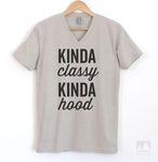Kinda Classy Kinda Hood Silk Gray V-Neck T-shirt