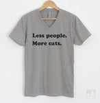 Less People More Cats Heather Gray V-Neck T-shirt
