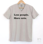 Less People More Cats Silk Gray V-Neck T-shirt