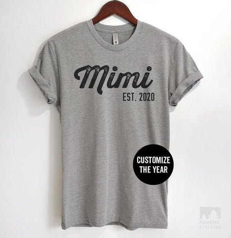 Mimi Est. 2020 (Customize Any Year) Heather Gray Unisex T-shirt