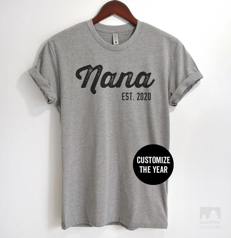 Nana Est. 2020 (Customize Any Year) Heather Gray Unisex T-shirt