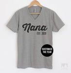 Nana Est. 2020 (Customize Any Year) Heather Gray V-Neck T-shirt
