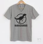 Nanasaurus Heather Gray V-Neck T-shirt