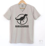 Nanasaurus Silk Gray V-Neck T-shirt