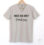 Need An Ark? I Noah Guy Silk Gray V-Neck T-shirt