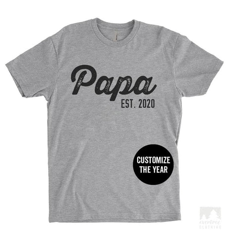 Papa Est. 2020 (Customize Any Year) Heather Gray Unisex T-shirt