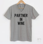 Partner In Wine Heather Gray V-Neck T-shirt