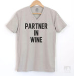 Partner In Wine Silk Gray V-Neck T-shirt