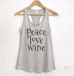 Peace Love Wine Silver Gray Tank Top