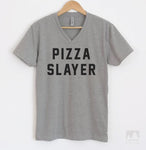 Pizza Slayer Heather Gray V-Neck T-shirt