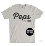 Pops Est. 2020 (Customize Any Year) Silk Gray Unisex T-shirt