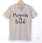 Princess Is Tired Silk Gray V-Neck T-shirt