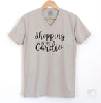 Shopping Is My Cardio Silk Gray V-Neck T-shirt