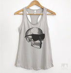 Skull With Sunglasses Silver Gray Tank Top