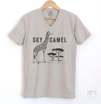 Sky Camel Silk Gray V-Neck T-shirt
