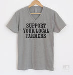 Support Your Local Farmers Heather Gray V-Neck T-shirt