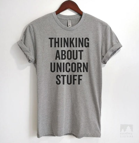 Thinking About Unicorn Stuff Heather Gray Unisex T-shirt