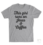 This Girl Runs On Jesus & Coffee Heather Gray Unisex T-shirt