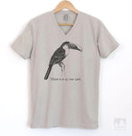 Toucan Play At That Game Silk Gray V-Neck T-shirt
