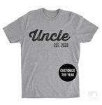 Uncle Est. 2020 (Customize Any Year) Heather Gray Unisex T-shirt