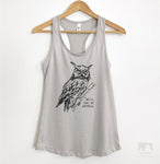 Well Owl Be Damned Silver Gray Tank Top