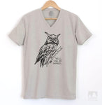 Well Owl Be Damned Silk Gray V-Neck T-shirt